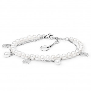 Bratara perle naturale si argint cu cristale zirconiu DiAmanti SK20213B-G (Argint 925‰ 3,4 g.)